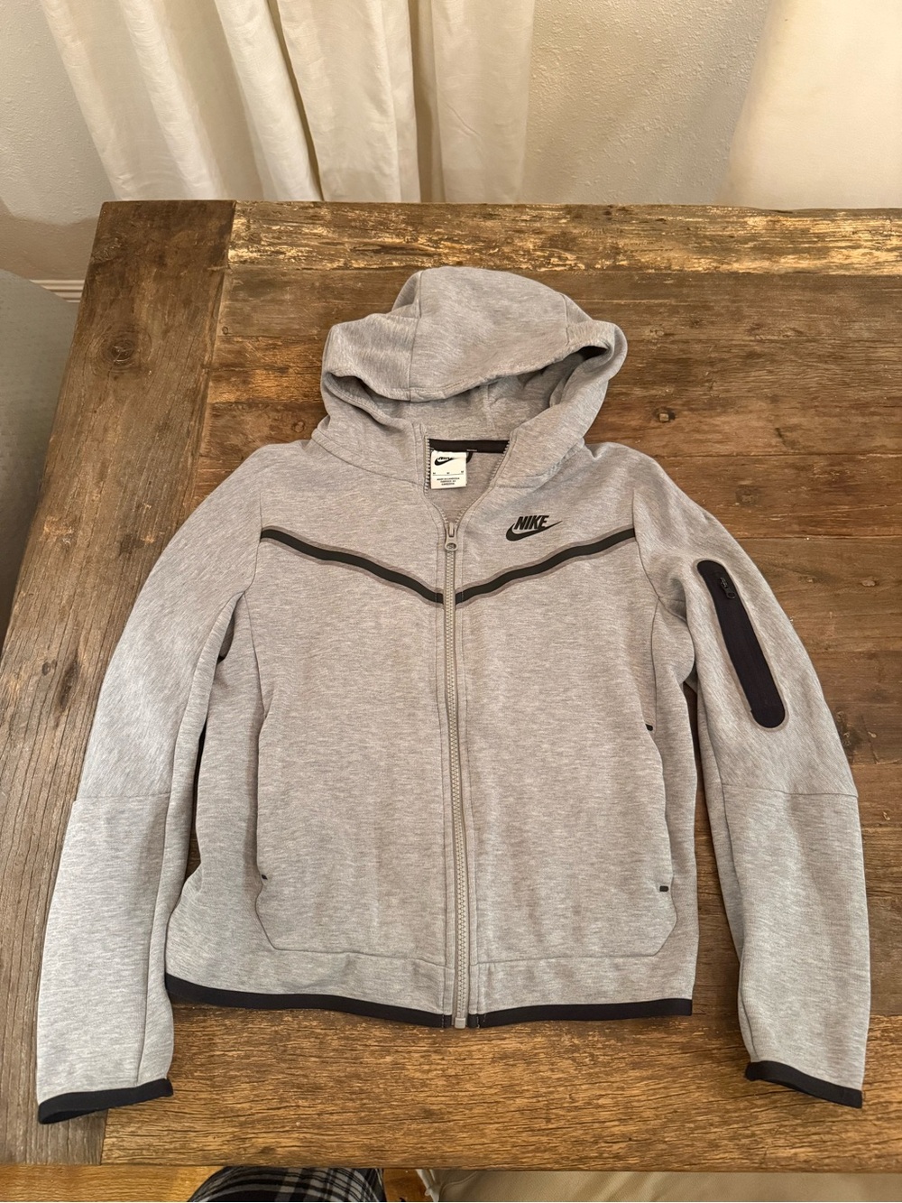 Nike Kids Grey Hooded Zip Jacket with Black Accents